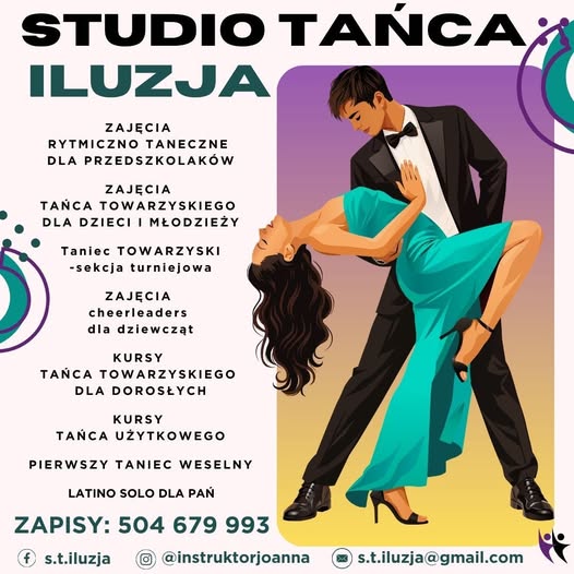Oferta Studio Tańca Iluzja — rodzaje zajęć opisane w treści poniżej plakatu.